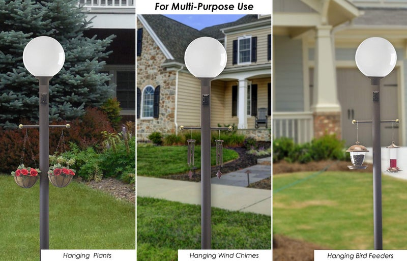 Solus SCA-335BZ-2 15" Aluminum Cross Arm Ladder Rest for Outdoor Lamp Posts and Poles, Easy to Mount, Maintenance Free and Weather Resistant, Bronze Bar with Gold Caps - Image 2
